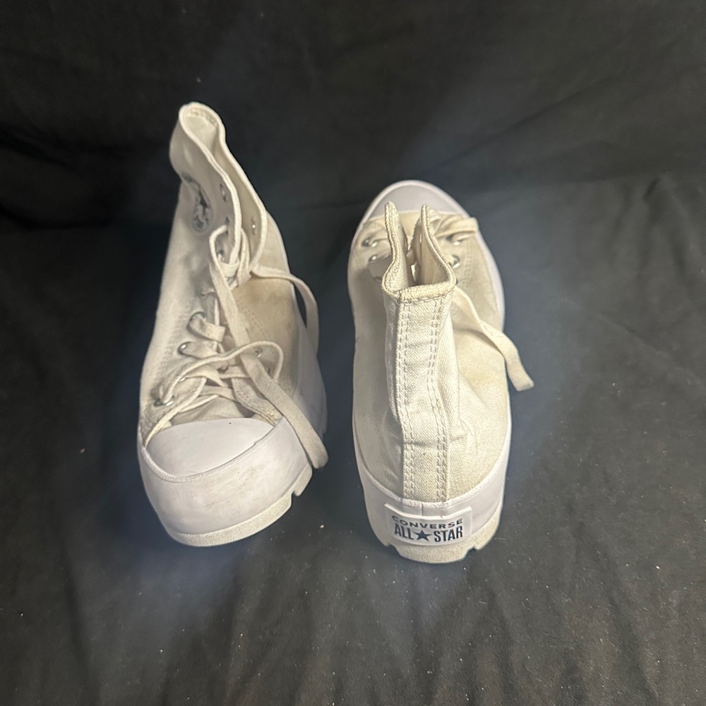 Classic White converse all star platforms-size 10-#413 - Picture 2 of 4